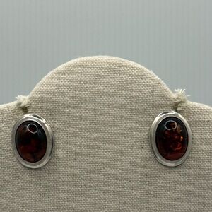Vintage Sterling Silver/ Baltic Amber Statement Earrings